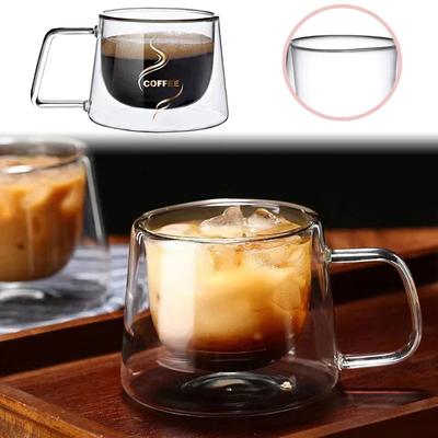 Γυάλινη Κούπα Δημιουργικότητα Διπλού Τοιχώματος Υψηλής Περιεκτικότητας σε Βόριο Ανθεκτική στη Θερμότητα Κούπα για Τσάι Γάλα Χυμό Καφέ Νερό για Κουζίνα Μπαρ Ποτήρια Δώρο