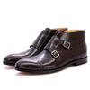 Fashion Sale 38-47 Mens Ankle Boots Genuine Calf Leather Double Buckles Monk Strap Basic Shoes Men Cowboy  Fashion Motorcycle Boots