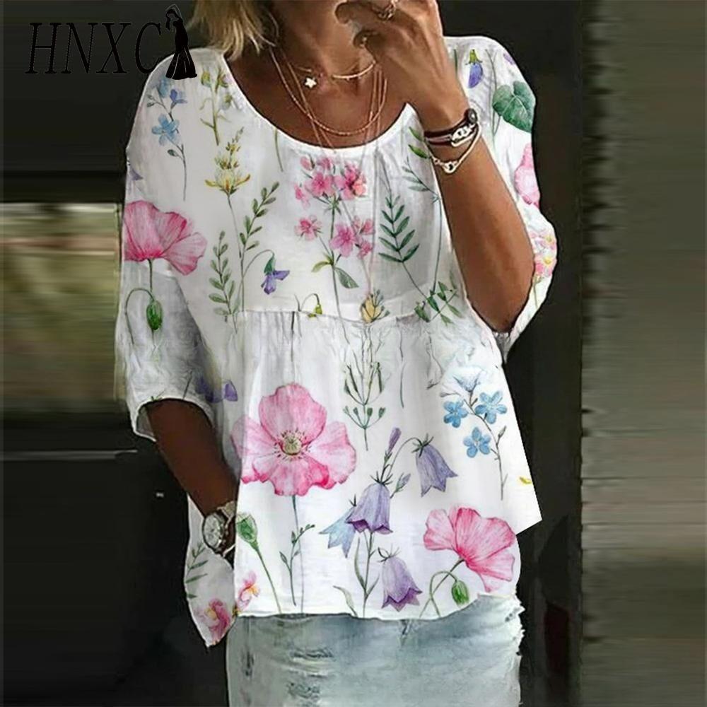 HNXC Women's Fashion Casual Long Sleeve O Neck Blouses & Shirts