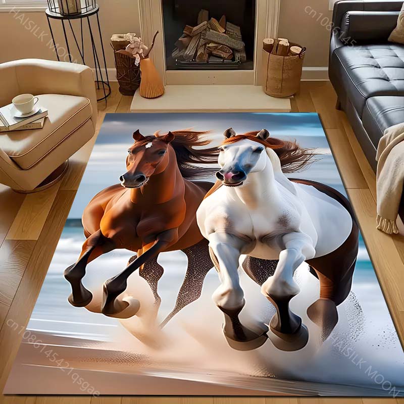 17 Styles Running Horse Print Carpet for Living Room Bedroom Sofa Doormat Home Decor  Area Rug Non-slip Floor Mat for Gifts