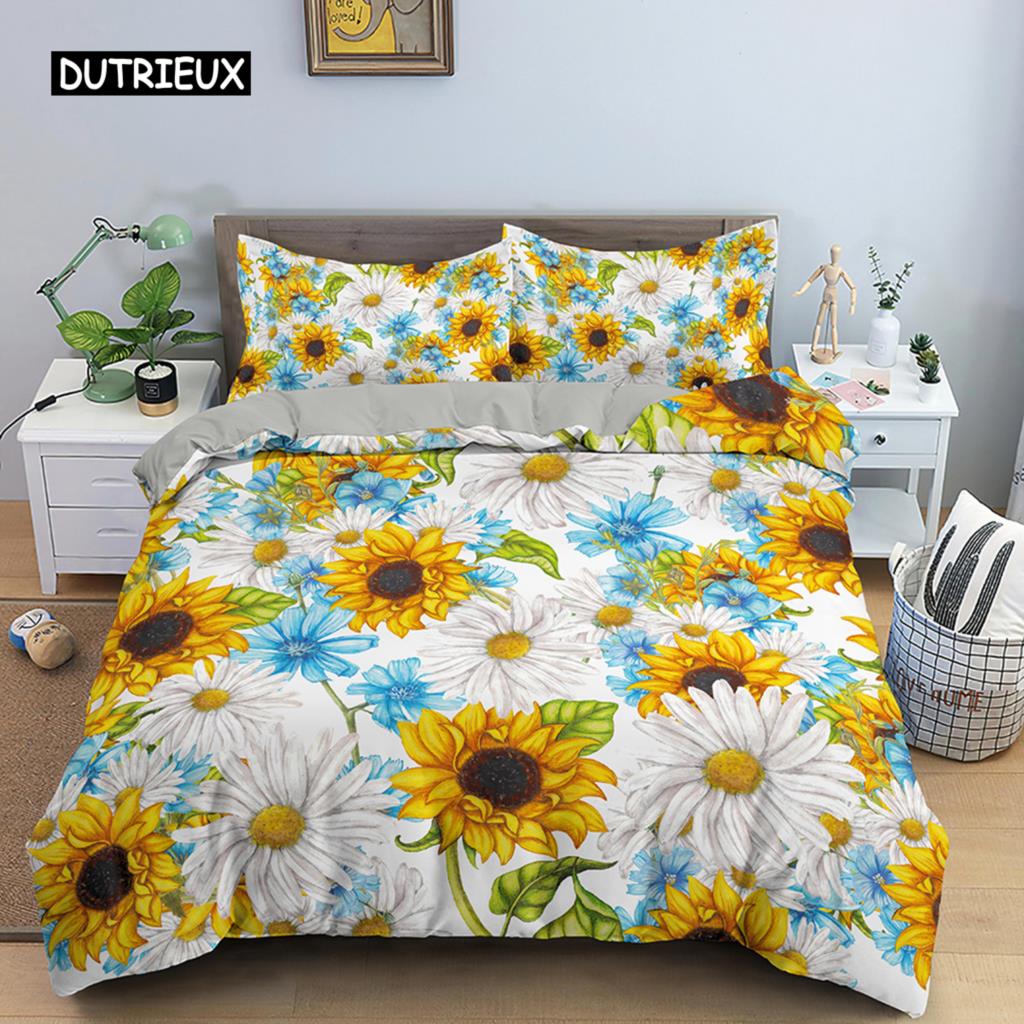 Tropical Plant Bed Linen Collection Green Leaves Quilt Cover with Zipper Closure Comforter Cover Queen Size King Dimension Full Polyester Fabric Quilt