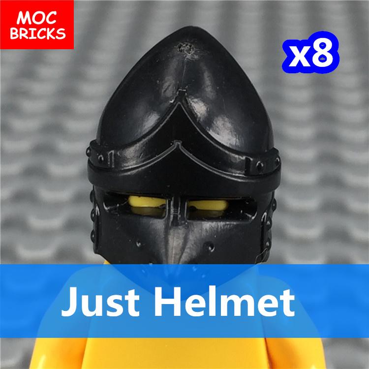 MOC Bricks Black Sword Shield Spear Halberd Helmet Medieval Knights Rome Action Figure Educational Building Block Gifts