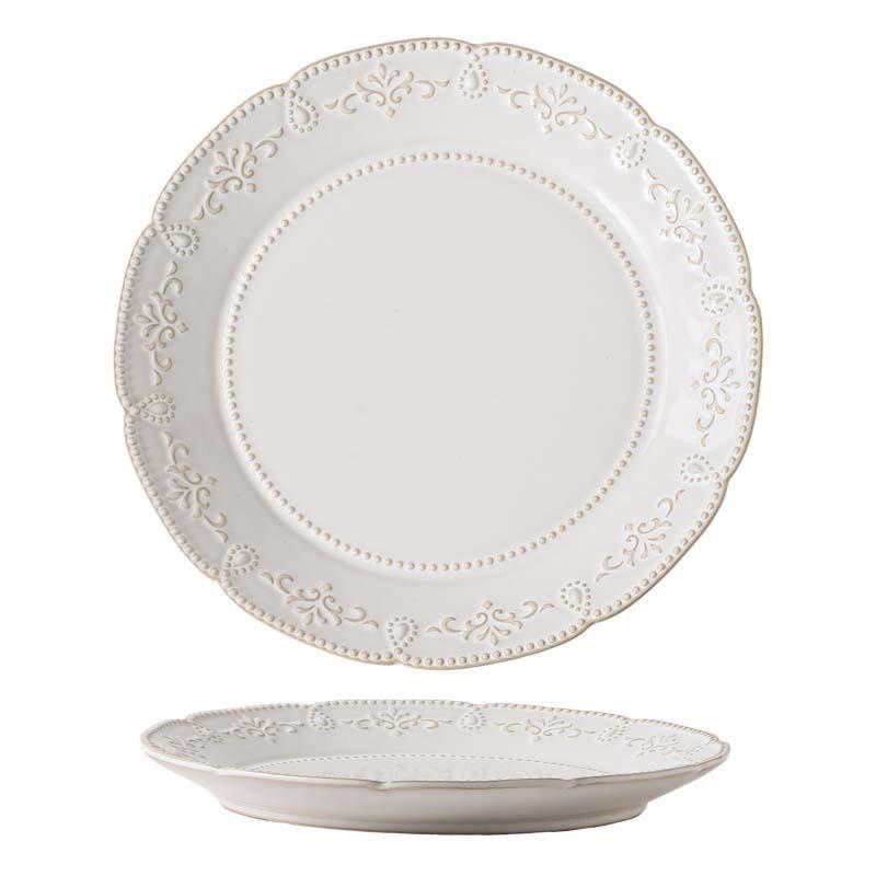 European-Style Relief Ceramic Plate, Retro Court Kiln-Changed Lace Plate, Household Western Food Plate, Breakfast Plate, Coffee Cup Set