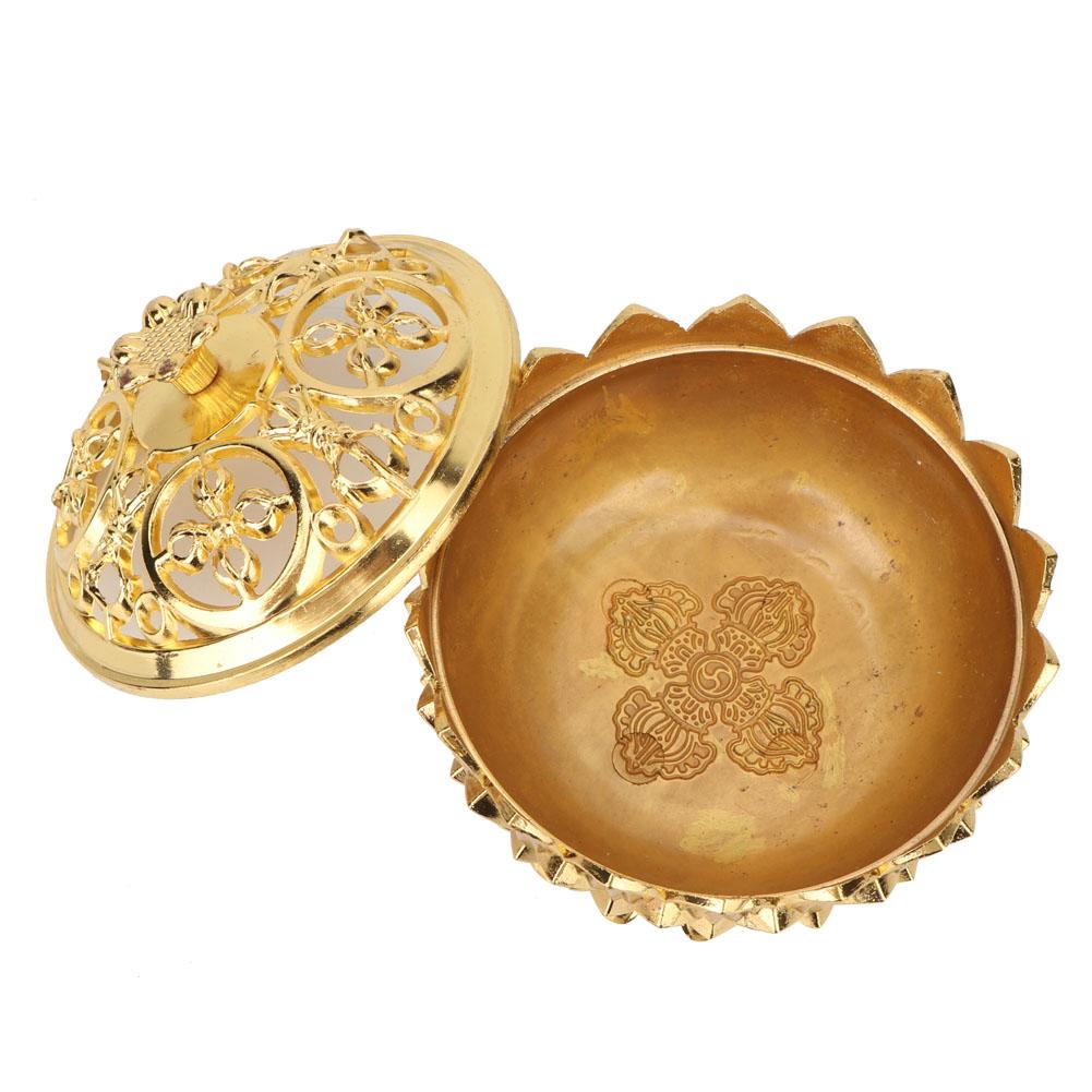 Alloy Craving Censer Incense Burning Flower Base Buddhist Supplies Home Decoration(Golden)