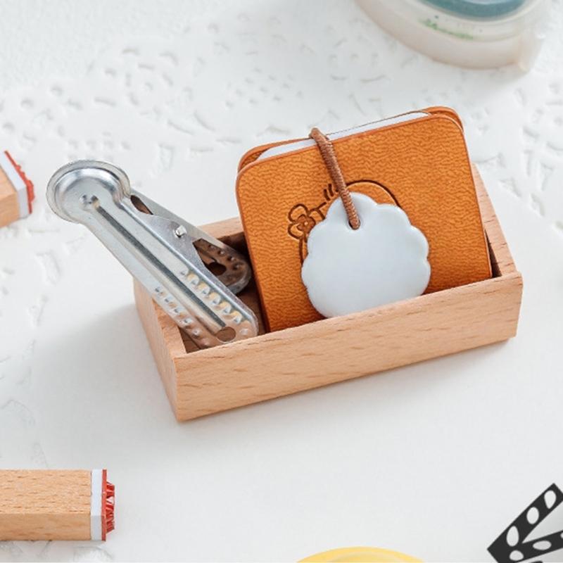 Planner Journal Seal Set with Wooden Tray, 8 Piece Paper Printing Tool for Scrapbook Work, Diary Use, and Label Tasks