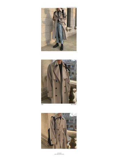 Men's Korean Style Double-Breasted Mid-Length Trench Coat - Trendy, Loose, Over-the-Knee, Versatile Casual Jacket for Spring and Autumn