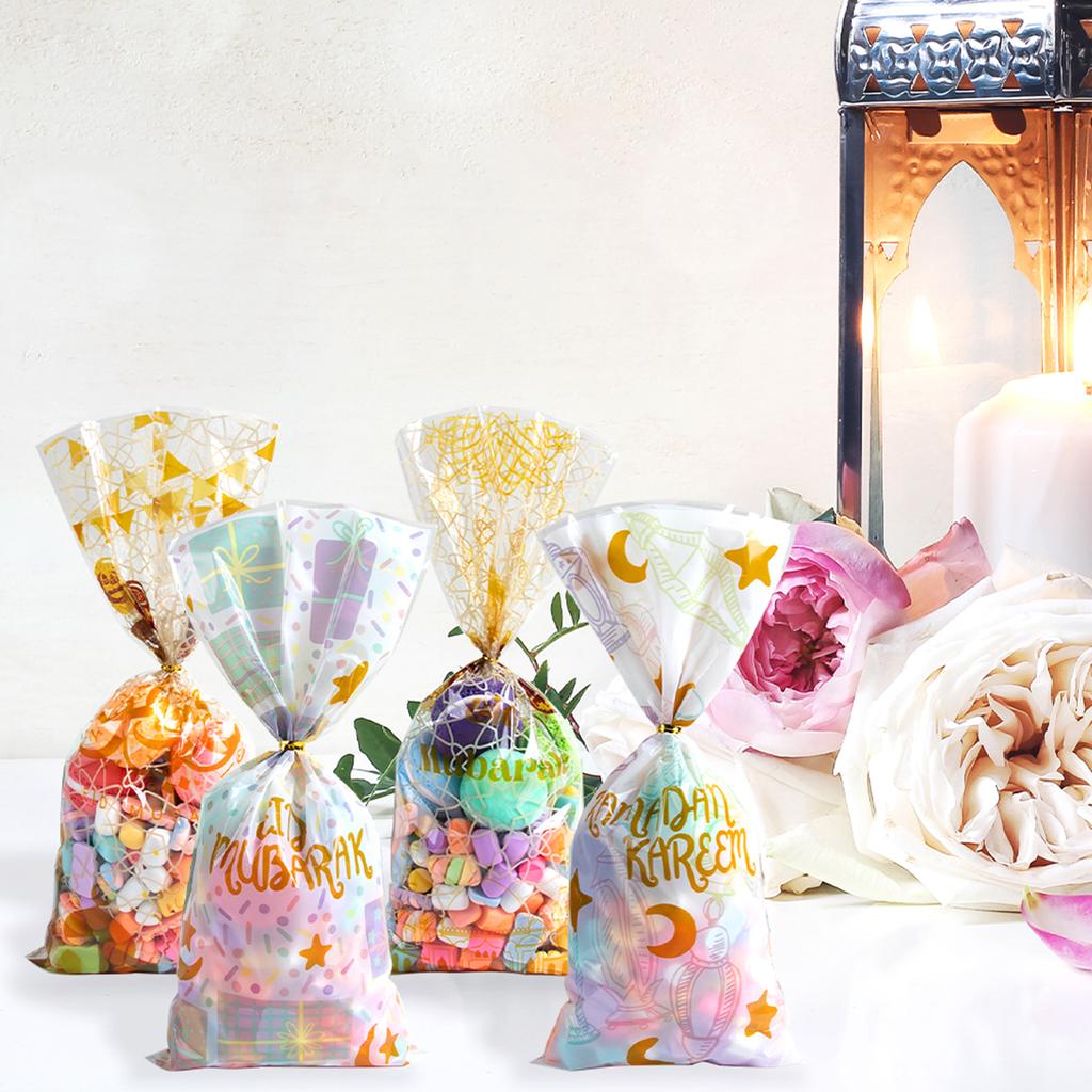 50pcs Ramadan Kareem Gift Bags Eid Mubarak Plastic Candy Cookie Bag 2025 Islamic Muslim Party Decor Eid Al-fitr Ramadan gifts