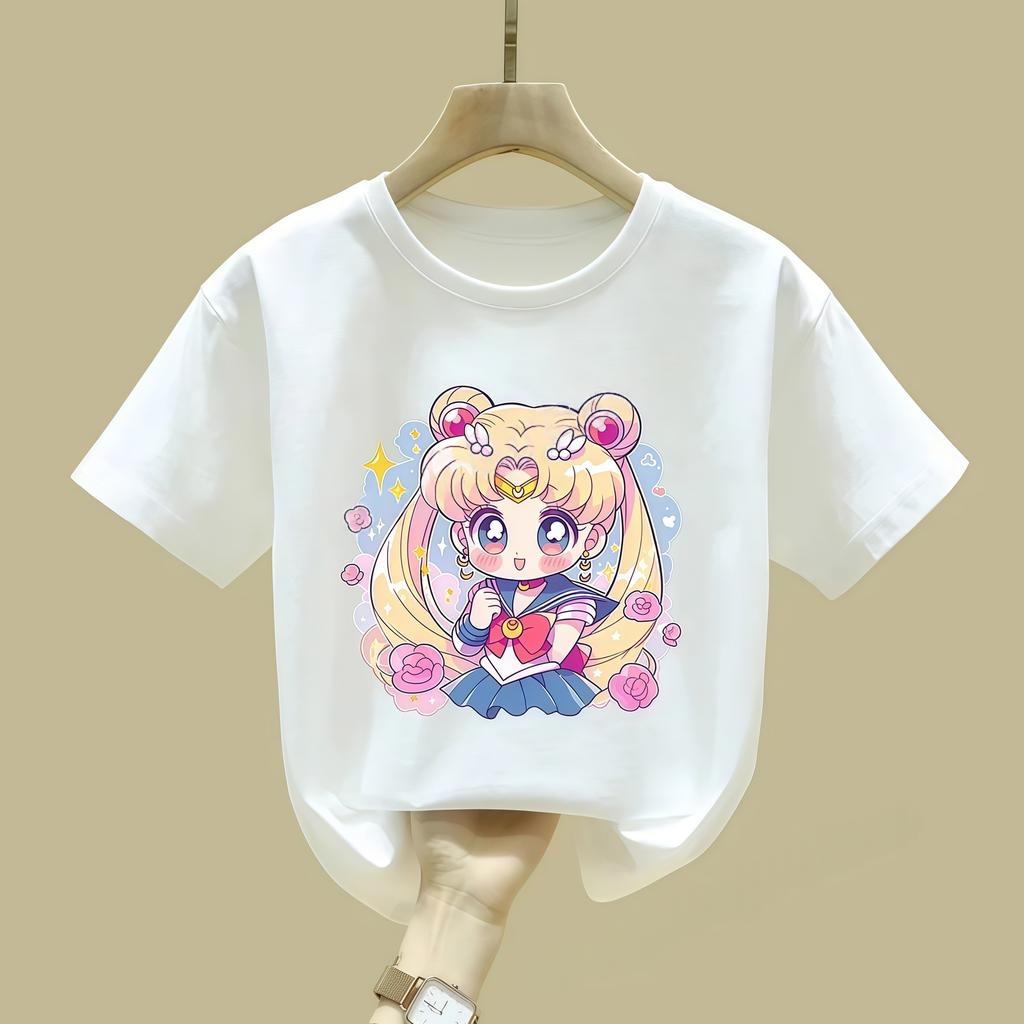 Maglietta Sailor Moon Bambini Ragazza Ragazzo Vestiti Estivi Neonato Cotone Magliette Stampa Manica Corta Top Bambini Toddler Anime Magliette Regalo