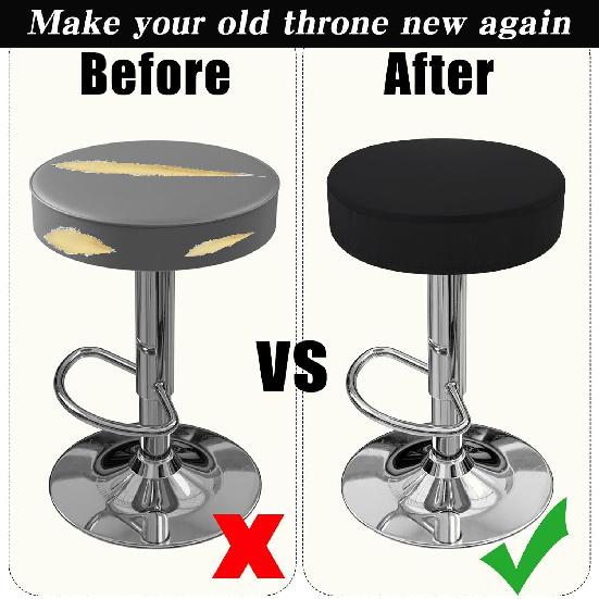 2Pcs Bar Stool Covers Round, Black High Elastic Soft Bar Stool Cushion Covers Circle Washable Slipcovers Fit for Dia 11-19 inches Round Chair Cover
