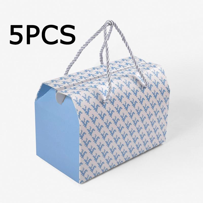 

WTEMPO Складные подарочные коробки из печатной бумаги с веревочными ручками, свадебный декор своими руками, коробки для угощений, идеально подходящие для хранения и дарения деликатных предметов 5pcs синий