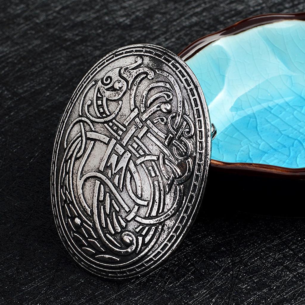 

Скандинавский средневековый щит Символ Брошь Овальный платок Свитер Булавка Серебро