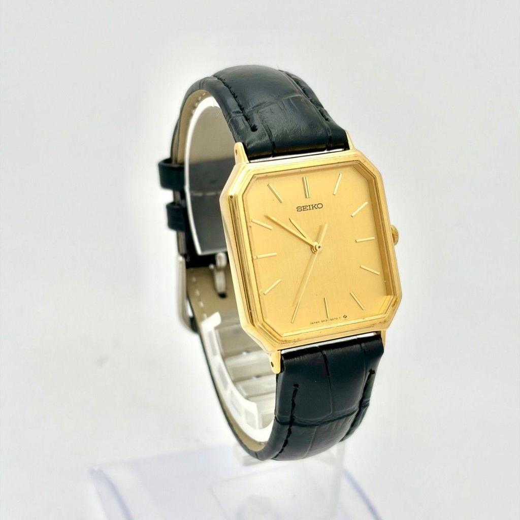 Used [New Battery] SEIKO Men's Watch Gold Octagon 5P31-5C50 779648 New Belt