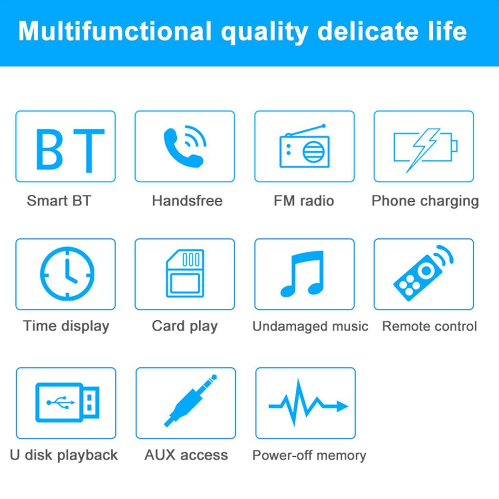 Digitaler Einzel-DIN-Autoradio-Receiver, BT-Freisprecheinrichtung und Musik-Streaming, FM-Radio, Stereo, USB/SD, mit AUX-Eingang