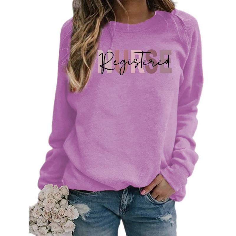 Cross-Border Registered Nurse Women's Round Neck Casual Loose Sweatshirt, European Size