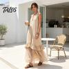 Summer Sleeveless Maxi Dress for Women, Deep V Neck Mesh Patchwork Long Dress, A-line Ruffle Flowy Beach Sundress