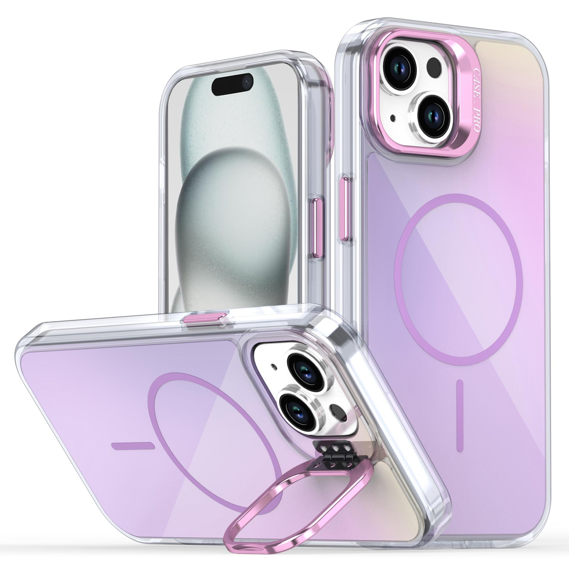 

For iPhone 15 Case Compatible with MagSafe TPU+Acrylic Gradient Phone Cover with Kickstand