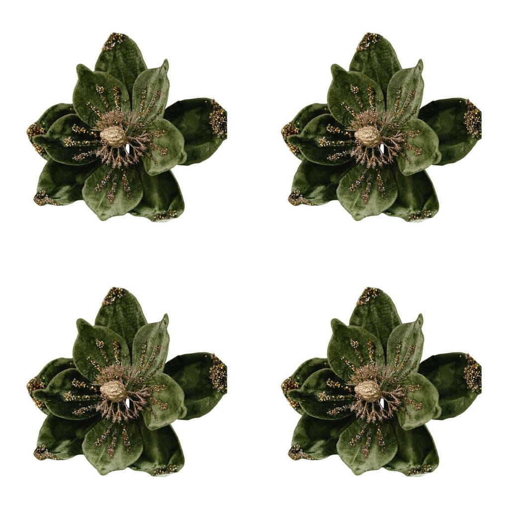 Christmas Ornaments Floral Wreath Arrangement Gold Glitter Decorations