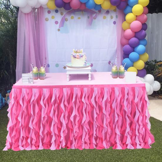 Curly Willow Table Skirt for Rectangle Round Tables 6ft Ruffle Tutu Table Cloth Reusable Table Skirt for Baby Shower Birthday Party Candy Cake Tables