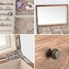 Vintage Jewelry Box Solid Wood Containers Two Layers Necklace Earrings Display Boxes with Mirror Jewelry Accessories