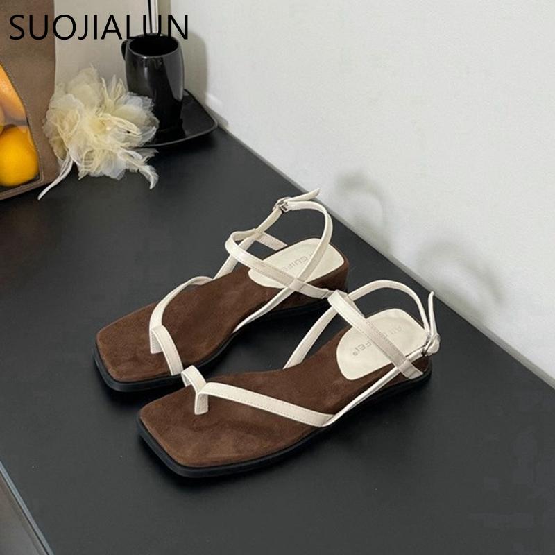

Fashion SUOJIALUN 2025 New Brand Women Sandal Shoes Fashion Gladiator Shoes Narrow Band Ladies Elegant Outdoor Dress Slides Shoes 35 белый