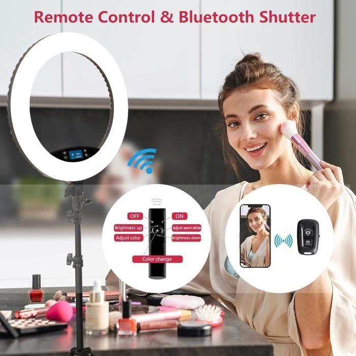 EOTO LIGHT Ring Light Avec Trépied,19 Pouces Extérieur 2900-6000K LED Anneau Lumineux Réglable,Lampe Annulaire Pour Telephone You