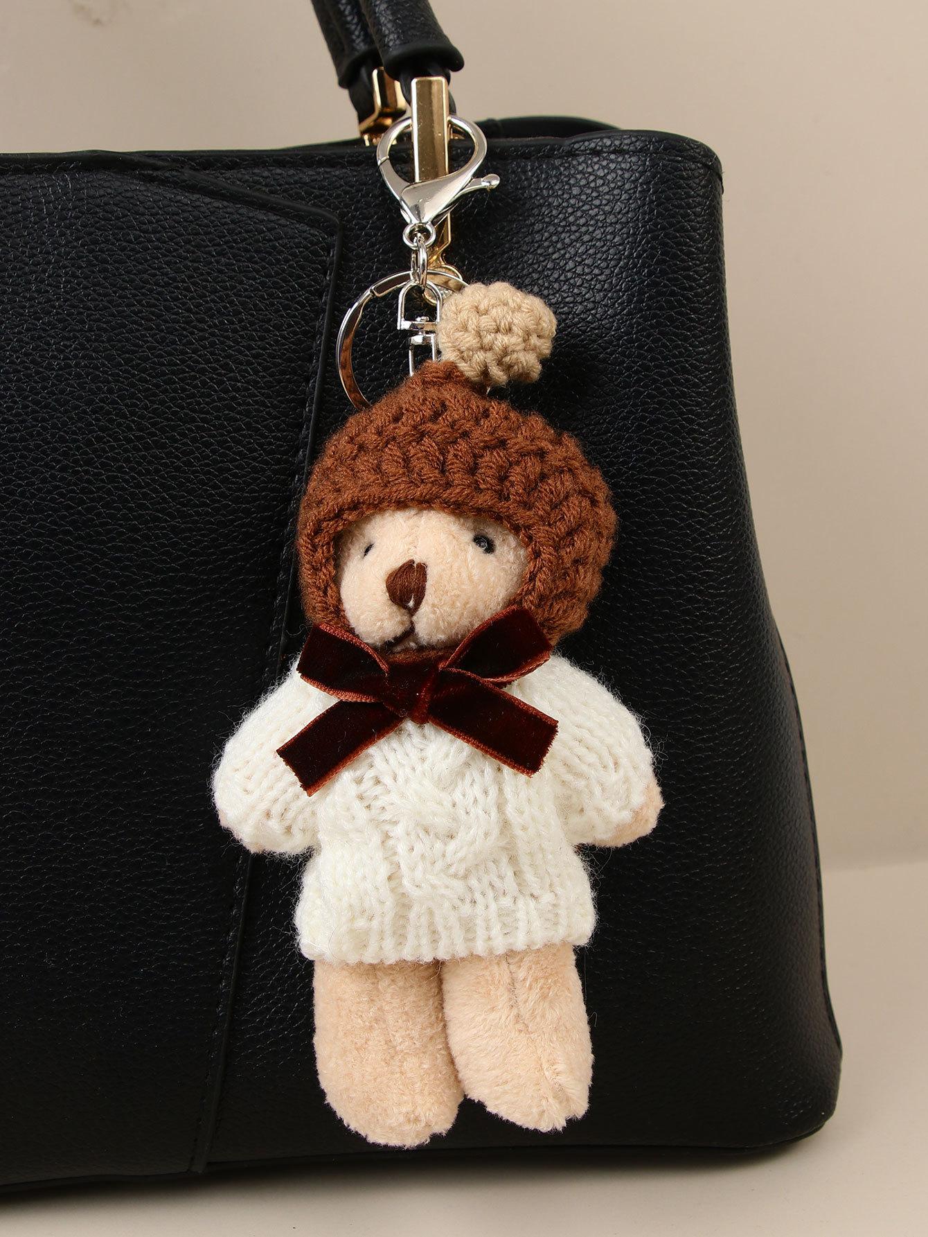 

Korea Dongdaemun wool crocheted hat bear pendant keychain cute cartoon bag pendant couple gift