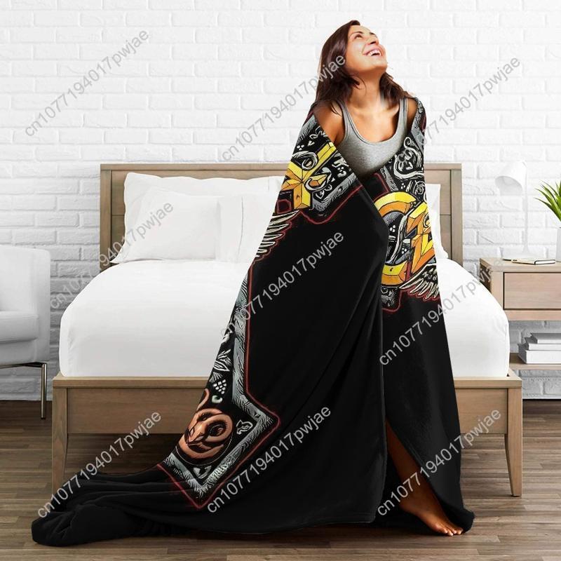 Ozzy Osbourne Throw Blanket Heavy Metal Decor with Ozzy Cross Design In Black Yellow Red Ultra-Soft Flannel All-Purpose Blanket