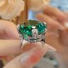 Designer Queen Fashion Micro-Inlaid Simulation Paraiba Ring Light Luxury Temperament Large Carat Emerald Women'S Ring