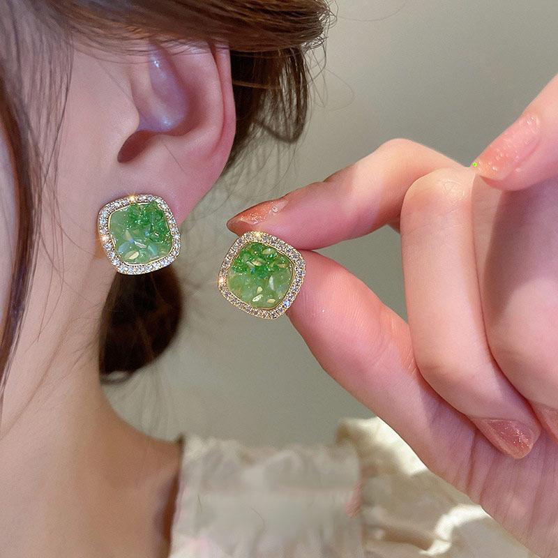 S925 Sterling Silver Gradient Crystal Square Stud Earrings - 2023 Trendy Versatile Fashion Jewelry