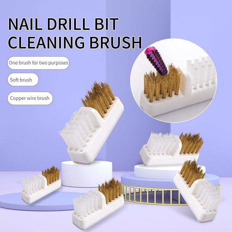 1pc Nail Polish Head Cleaning Brush Electric Nail Drill Cleaning Brush with Dust Box Portable Nail Clipper Cleaner Copper Wire Brush Cleaning Tool