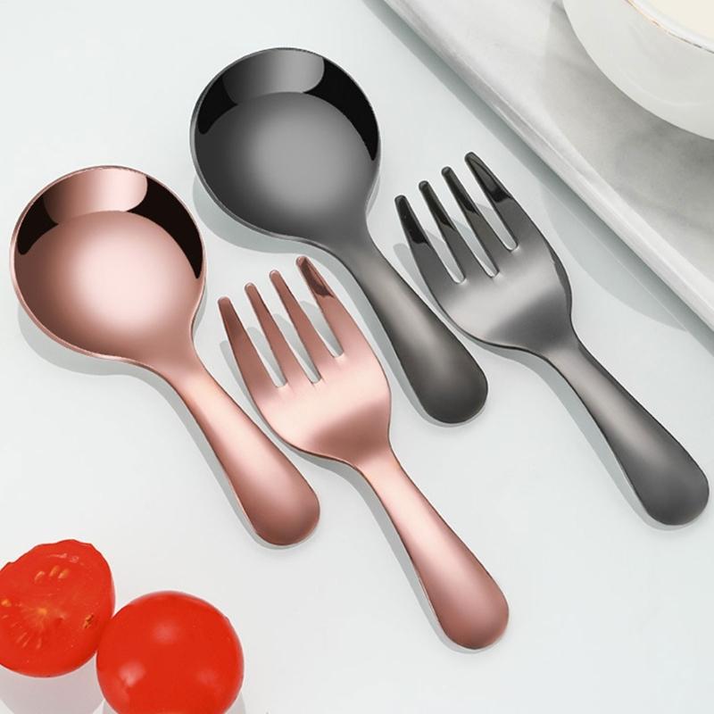 2 Pieces Alternative Color Fork and Spoon Compact Cutlery Set Travel Friendly Cutlery Supplies for Camping and Picnics
