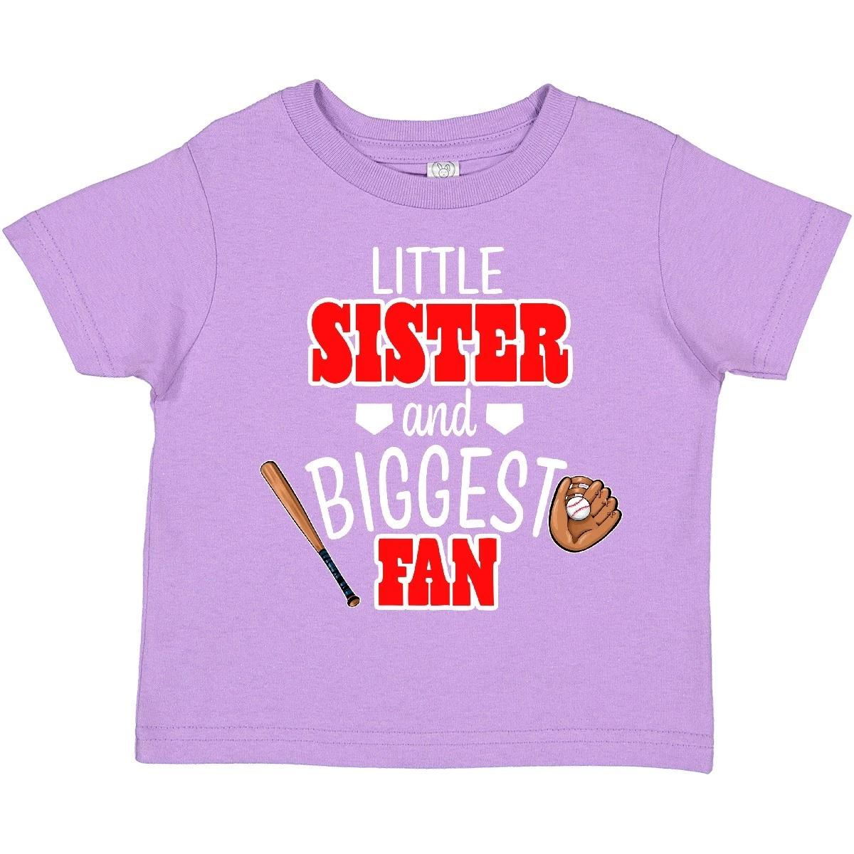 Inktastic Little Sister And Biggest Fan Baseball Glove And Bat Toddler kids boys T-Shirt 120