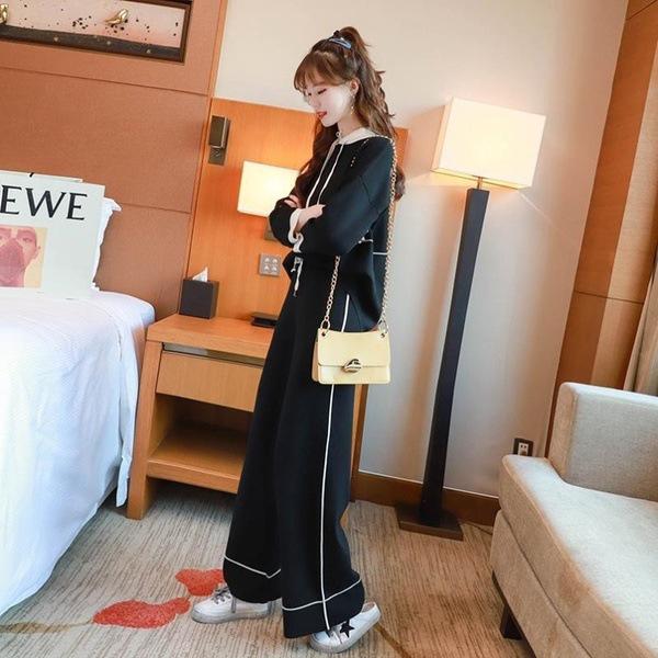 Autumn 2023 Women's Stylish Hooded Sweatshirt and Wide-Leg Pants Set