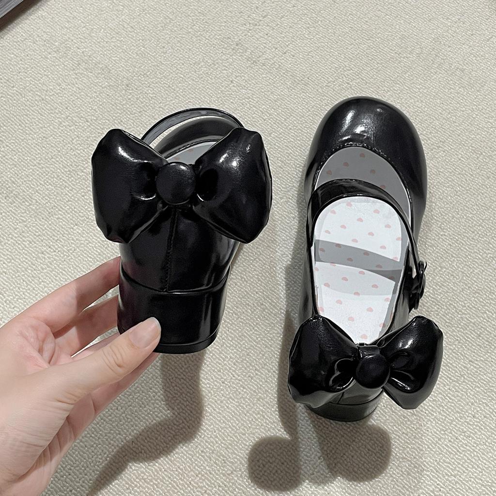 Fashion Fashion Bow Designed Thick Heel Shallow Mouth Single Shoes Women's Summer 2025 New Comfortable Casual Mary Jane Round Toe Pumps