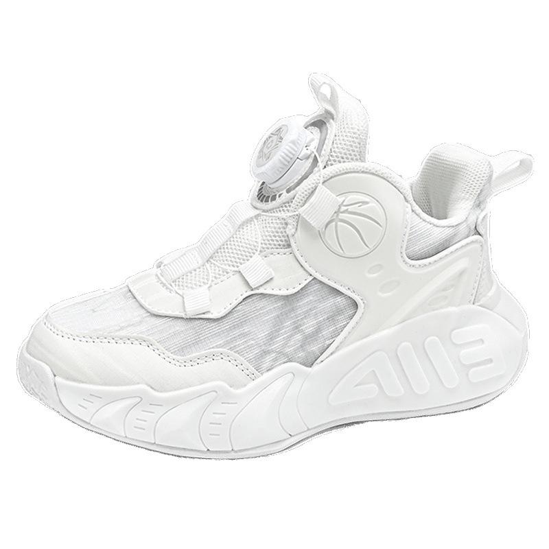Boys White Basketball Shoes Summer 2025 New Children's Shoes Sports Little White Shoes Breathable Mesh Older Children and Students