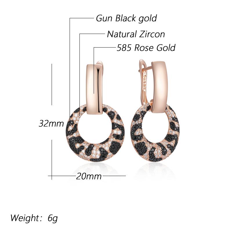Shiny Natural Zircon Leopard Print Drop Earrings For Women Unique  Rose Gold And Black Plating Daily Fine Jewelry