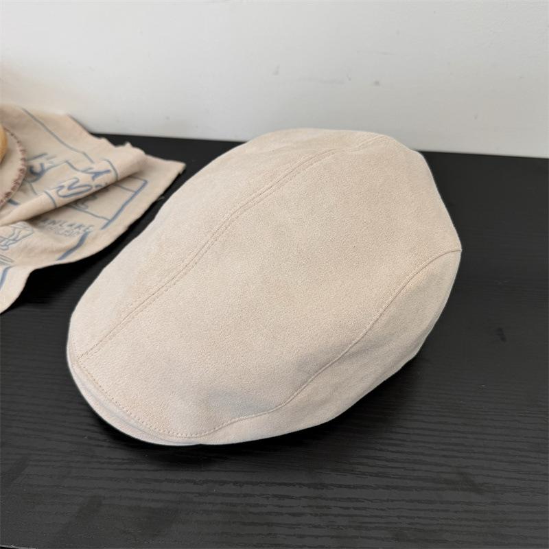 Solid Color Simple Suede Forward Hat Children Autumn and Winter Cap Casual Versatile Face Small Retro Reverse Wear