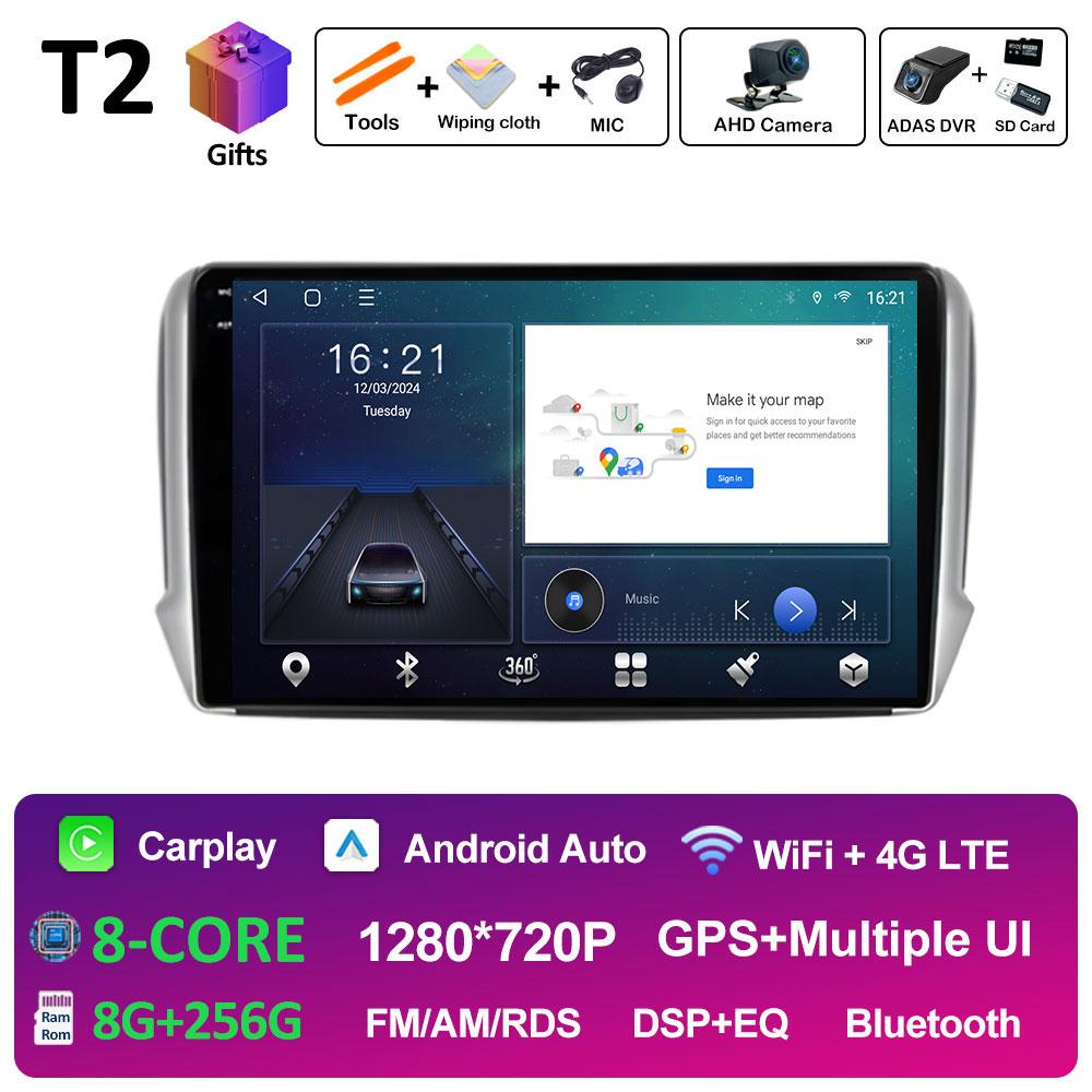 Wireless Carplay Android Intelligent System For Peugeot 2008 208 Series 2012 2013 2014 2015 - 2018 DSP Stereo GPS Navi Bluetooth
