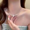 Silver Pearl Beaded Pendant Necklace - Elegant Sweater Chain for Women