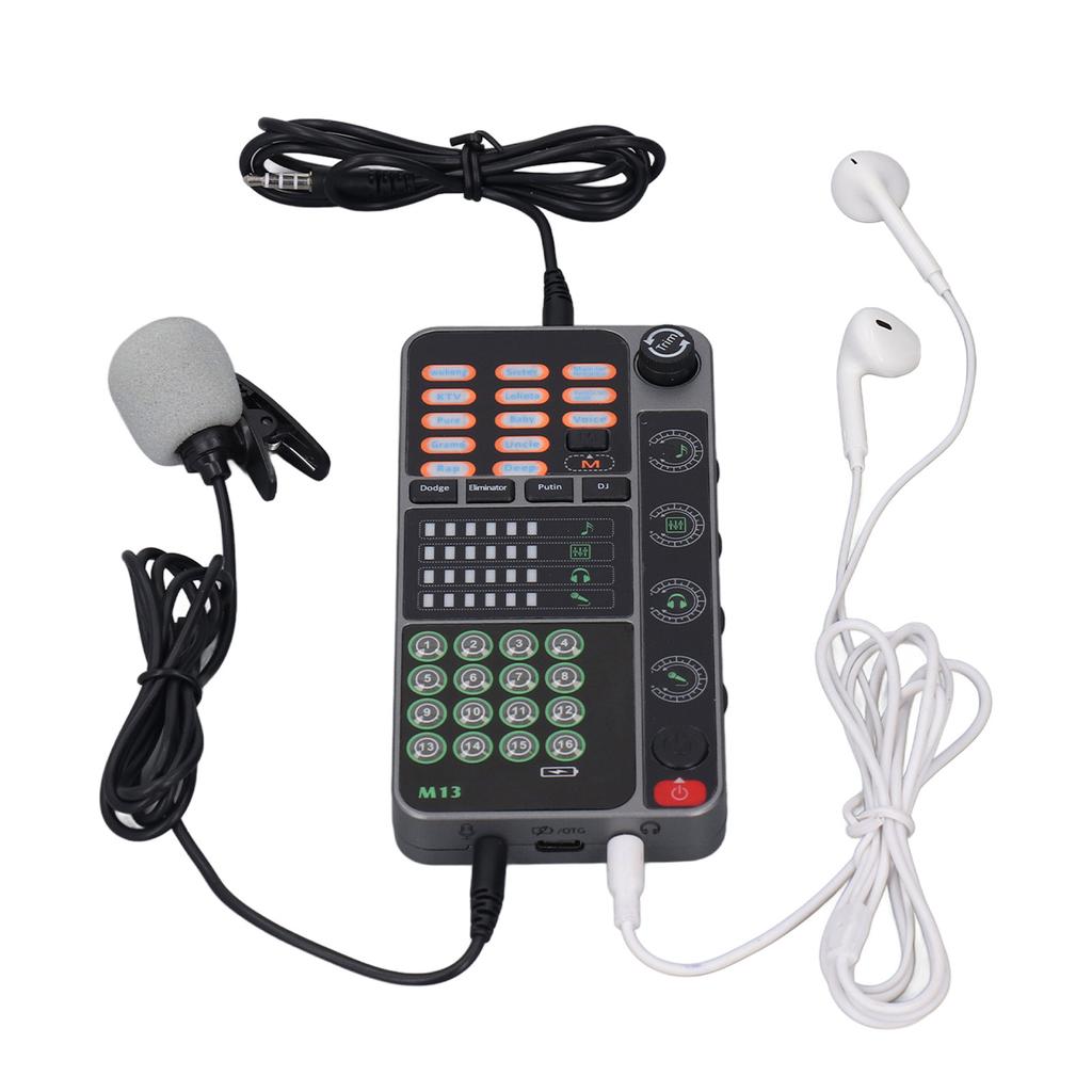 Voice Changer Live Sound Card Portable Voice Disguiser with Bluetooth DJ Controller for Live Streaming Singing Gaming