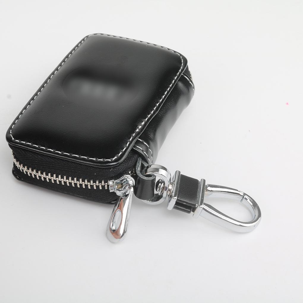 

Кожаный Органайзер для хранения ключей от машины Подвесной чехол на молнии Кошелек Черный type 9