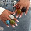 IngeSight.Z 6 Styles Boho Geometric Large Resin Wide Curved Surface Finger Ring Women Fashion Irregular Rings Party Jewelry Gift