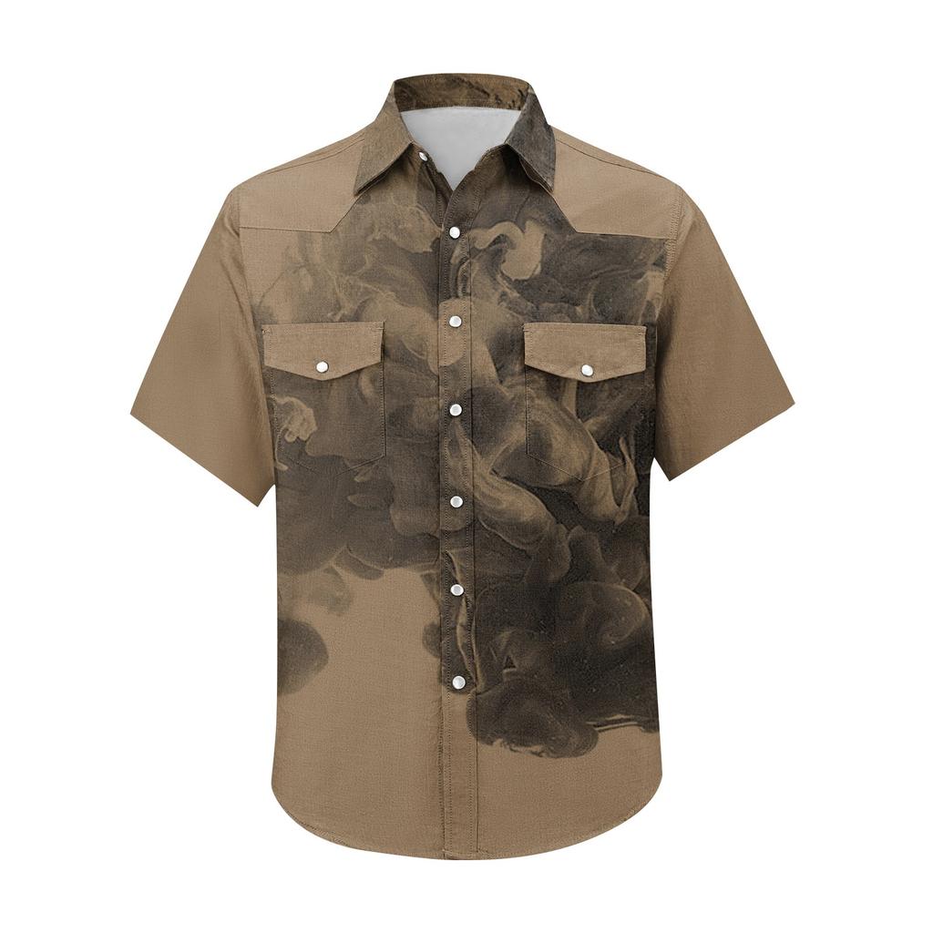 Men'S Fashionable Lapel And Shoulder Length Short Sleeved Casual Top