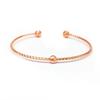 Creative Matte Texture Round Bead Bangles for Women with Stylish Copper Plated Rose Gold Opening Bracelets Zircon Gift