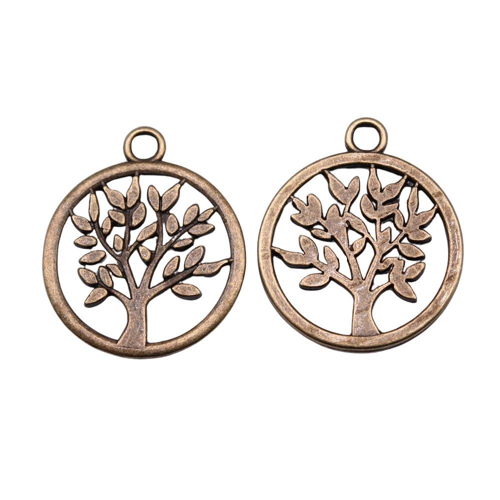 Charms Round Tree Of Life Pendants Vintage Jewelry Supplies QC109