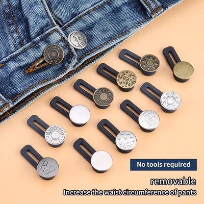 5/10 piezas Extensor de Botón de Metal Perfecto Para Cualquier Pantalón Vaquero Costura Libre Retráctil Botón de Cintura de Vaqueros Hebillas Extendidas Kit de Fijación