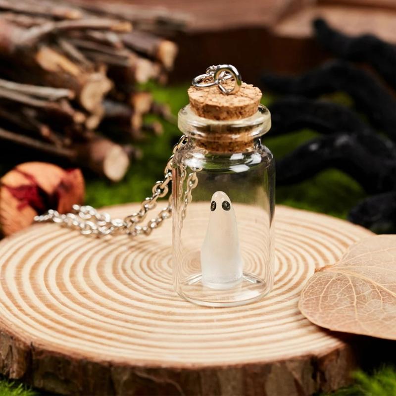 Spirits In A Bottle Pendant Necklace Halloween Adjustable Length Clavicular Chains Women Men Costume Accessory Jewelry