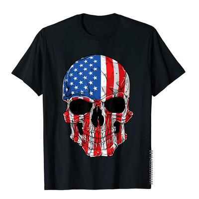 Skull American Flag 4th Of July T Shirt Men Women USA Gifts T-Shirt Tops Shirt On Sale Custom Cotton Male T Shirts Customized...