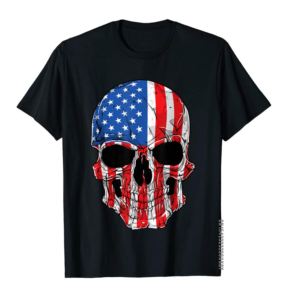 

Skull American Flag 4th Of July T Shirt Men Women USA Gifts T-Shirt Tops Shirt On Sale Custom Cotton Male T Shirts Customized... 5XL різнокольоровий