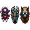 3pcs Temporary Tattoo Wolf Head Waterproof Long-lasting Body Stickers Lion Tree Realistic Temporary Tattoos Robotic Bird For